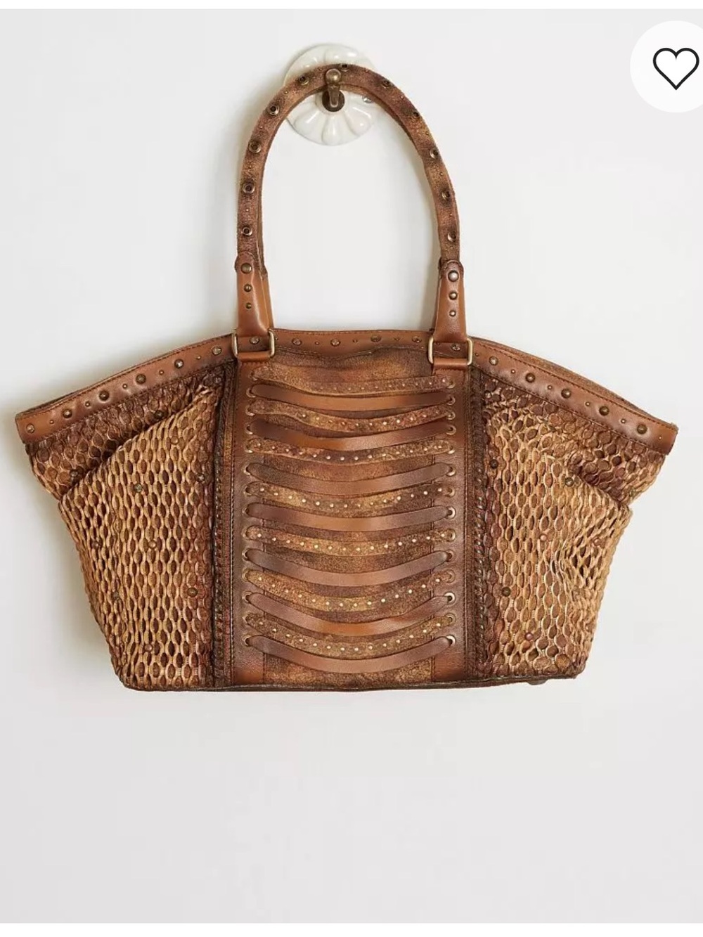 Corral leather suede studded satchel tote handbag EUC